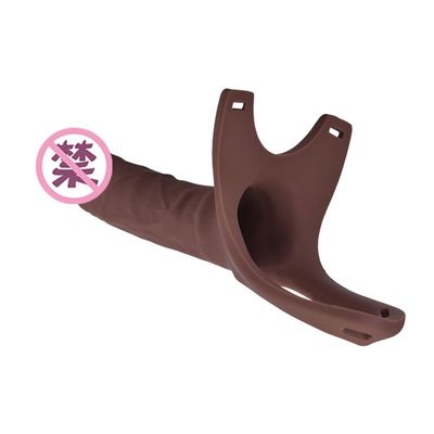 OEM সিলিকন স্তন্যপান কাপ Dildo 26cm Hollw স্ট্র্যাপ বাঁকা ডং উপর