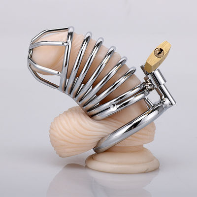 Lockable Small Metal Chastity Cage Vibrator Cock Ring 45mm for Gay